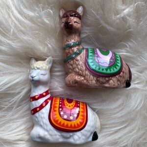 Salt and Pepper Shakers Ceramic Llama Figurines